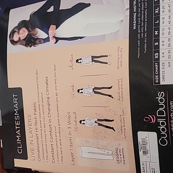 Cuddl Duds ClimateSmart Warm Layers Large Black (14/16) MSRP $34 - Picture 9 of 9